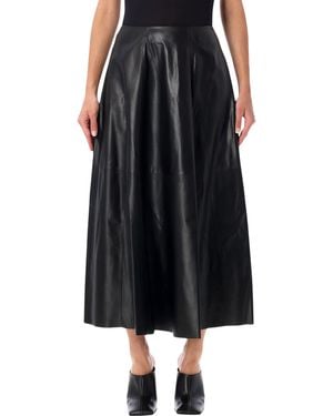 Arma Eleni Leather Pleated Skirt - Black