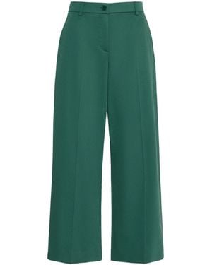 Weekend by Maxmara Pressed-Crease Wide-Leg Trousers - Green