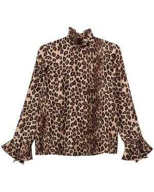 Alberto Biani Printed Silk Blouse - Brown