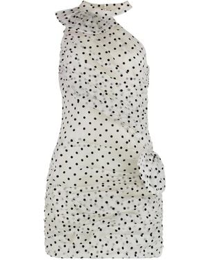 Alessandra Rich Polka Dot Mini Dress With Ruffles - White