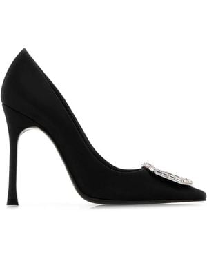 AMINA MUADDI Satin Camelia 105 Pumps - Black