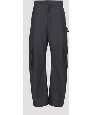 Balenciaga Denim Print Cargo Trousers - Grey