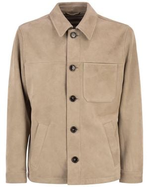 PT Torino Tailored Suede Leather Jacket - Natural