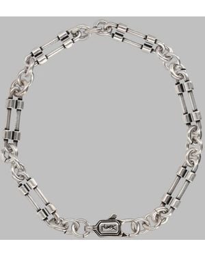 Saint Laurent Bracciale A Catena Con Moschettone - Metallic