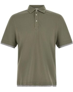 Brunello Cucinelli 'Faux Layering' Polo Shirt - Green