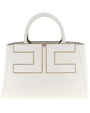 Elisabetta Franchi Maxi Logo Shopping Bag - White