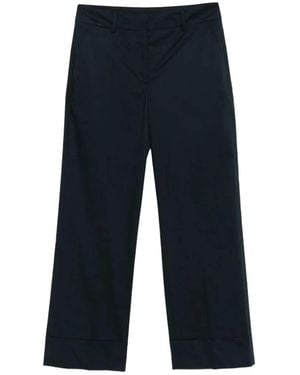 Incotex Arlys Wide-Leg Cuffed Cotton Pants - Blue