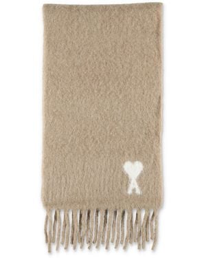 Ami Paris Ami De Cœur Alpaca Scarf - Natural