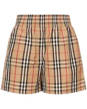 Burberry Check Shorts - Natural