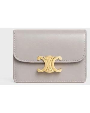 Celine Triomphe-Plaque Card Holder - White