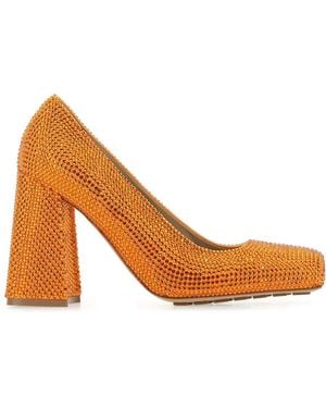 Bottega Veneta Leather And Rhinestones Tower Court Shoes - White