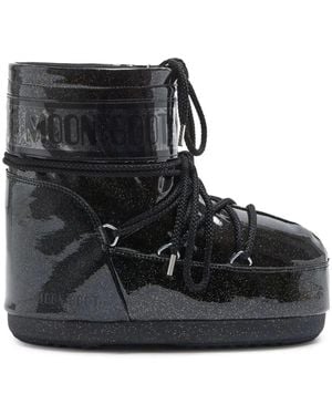 Moon Boot "Icon" Low Glitter Boot - Black