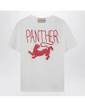 Valentino Ivory T-Shirt With Panther Print - White