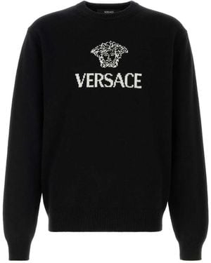 Versace Knit Sweater Medusa Intarsia Ecocashmere - Black