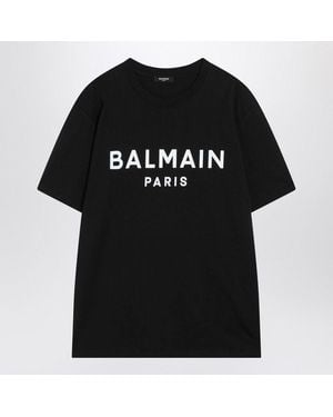 Balmain Cotton Crewneck T-Shirt With Logo - Black