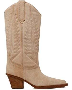 Paris Texas Calf Suede Boots - Natural
