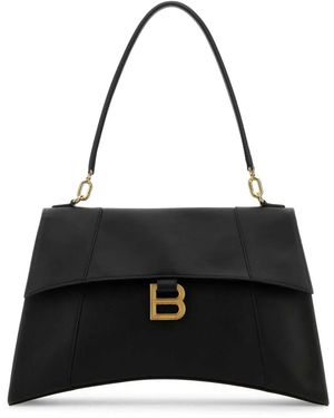 Balenciaga Leather Hourglass Shoulder Bag - Black