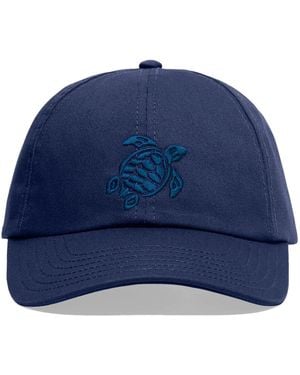 Vilebrequin Kids' Cotton Cap With Embroidered Turtle - Blue