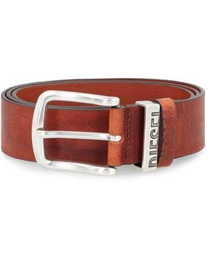 DIESEL Leather Belt With-Tone Buckle Cow Hide - Red