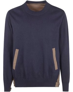 Sacai Cotton Typewriter X Knit Pullover - Blue