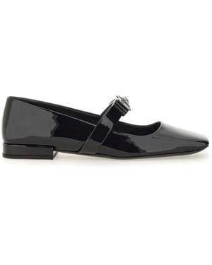 Versace Patent Leather Ballerina Gianni Ribbon - White