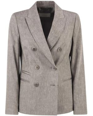 Peserico Double-Breasted Blazer - Gray