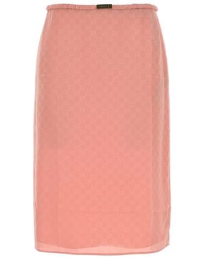 Gucci Gg Jacquard Silk Skirt - Pink