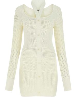 ANDREADAMO Andreadamo Ivory Stretch Viscose Blend Dress - White