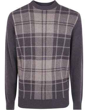 Barbour "Mineral Tartan" Crewneck - Gray