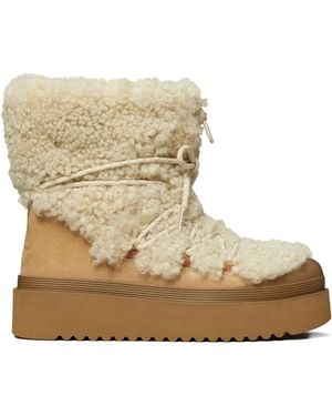 Tory Burch Mellow Shearling Boots - Natural