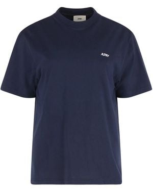 Autry Logo Cotton T-Shirt - Blue