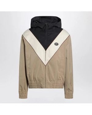 Valentino Butter And Camel Jacket With Vlogo Patch - Gray