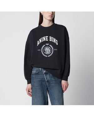 Anine Bing Miles Collegiate Cotton Sweatshirt Vintage - Black