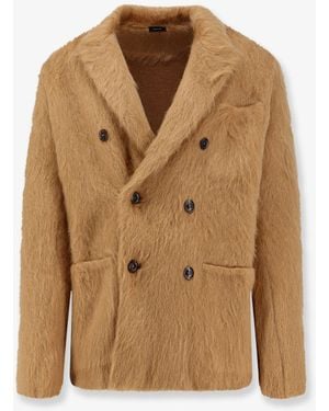 Tom Ford Double-Breasted Cashmere, Mohair And Silk Jacket - Natural