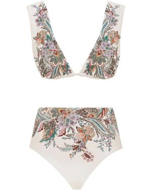 Zimmermann "Rhiannon" Wide Strap Bikini Swimsuit - White