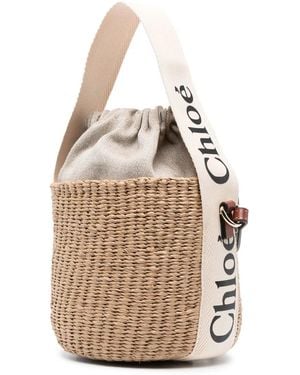 Chloé Wwoody Small Straw Bucket Bag - Natural