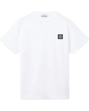 Stone Island Logo Cotton T-Shirt - White
