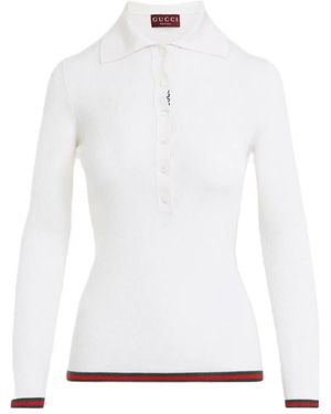 Gucci Polo Shirt With Web - White