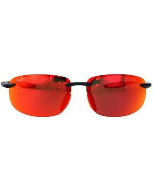 Maui Jim Matte Solid Dark W/ Acetate Sunglasses - Red