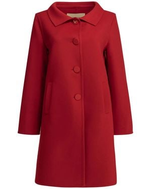 Valentino Long Wool And Cashmere Coat - Red