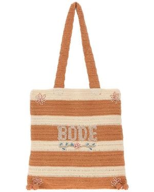 Bode Embroidered Crochet Sherbet Shopping Bag - Natural