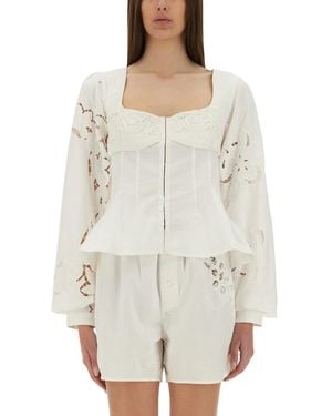 Marine Serre Upcycled Linen Top - White