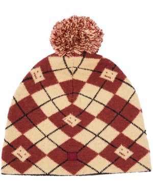 Acne Studios Argyle Face Wool Blend Beanie - Red