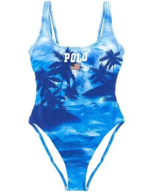 Polo Ralph Lauren 'Polo' One-Piece Swimsuit - Blue