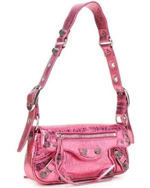 Balenciaga Lambskin Studded Shoulder Bag - Pink
