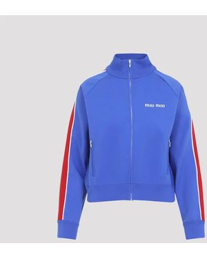 Miu Miu Technical Knit Zip Sweatshirt - Blue