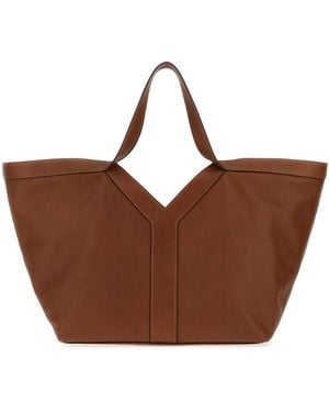 Saint Laurent Mini Leather Shopping Handbag 32 Cm - Brown