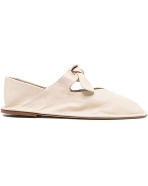 Hereu "Llasada" Supple Shiny Flat Shoes - White
