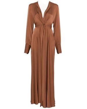 Silk95five Palm Beach Silk Maxi Dress - Brown