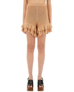 Chloé Crochet Knit Mini Shorts - Natural
